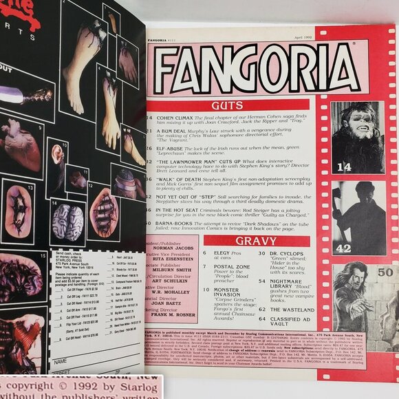 Fangoria Magazine Horror #111 Stephen King Sleepwalkers VTG April 1992 Unread - Picture 5 of 9